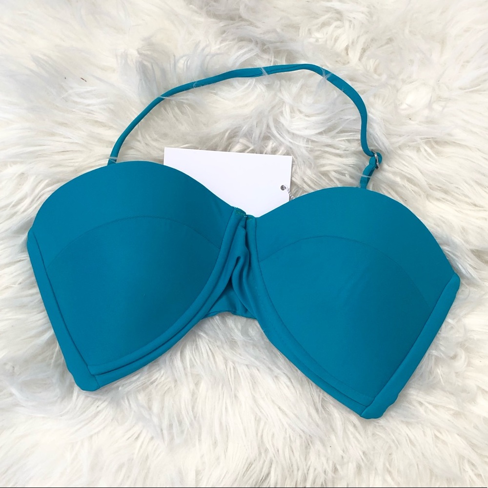 Mikoh Bordeaux Bandeau Bikini Top Sz Small Aqua